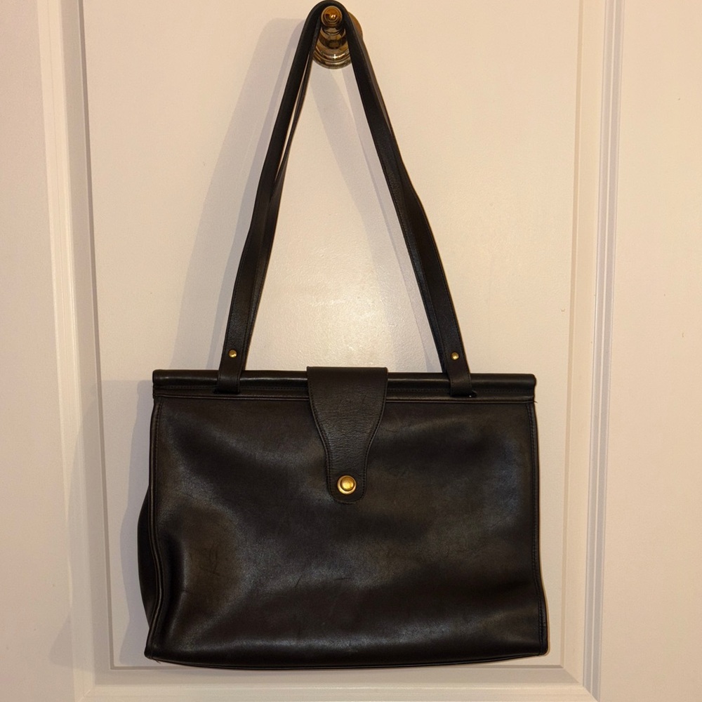 Coach Vintage Black Leather Tote Bag